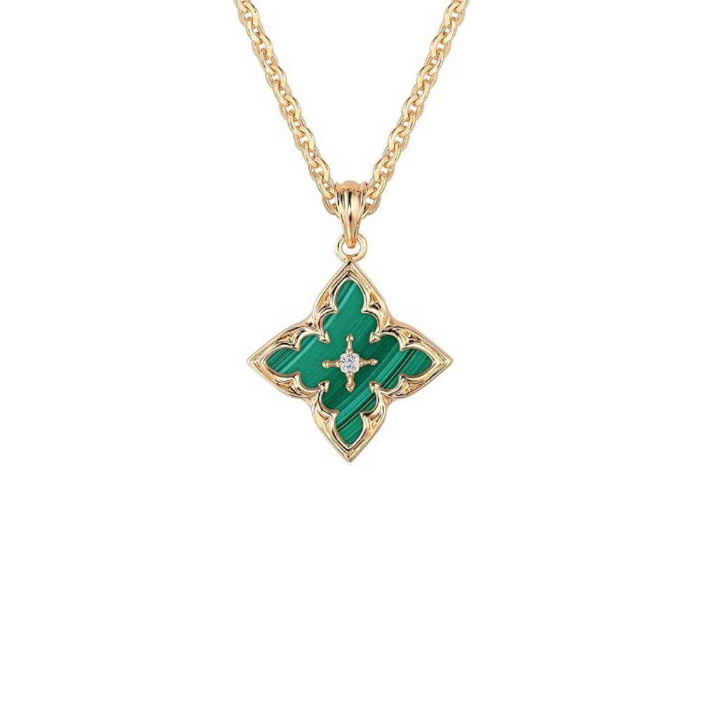Colgante de Collar de Trébol Esmeralda | Oro