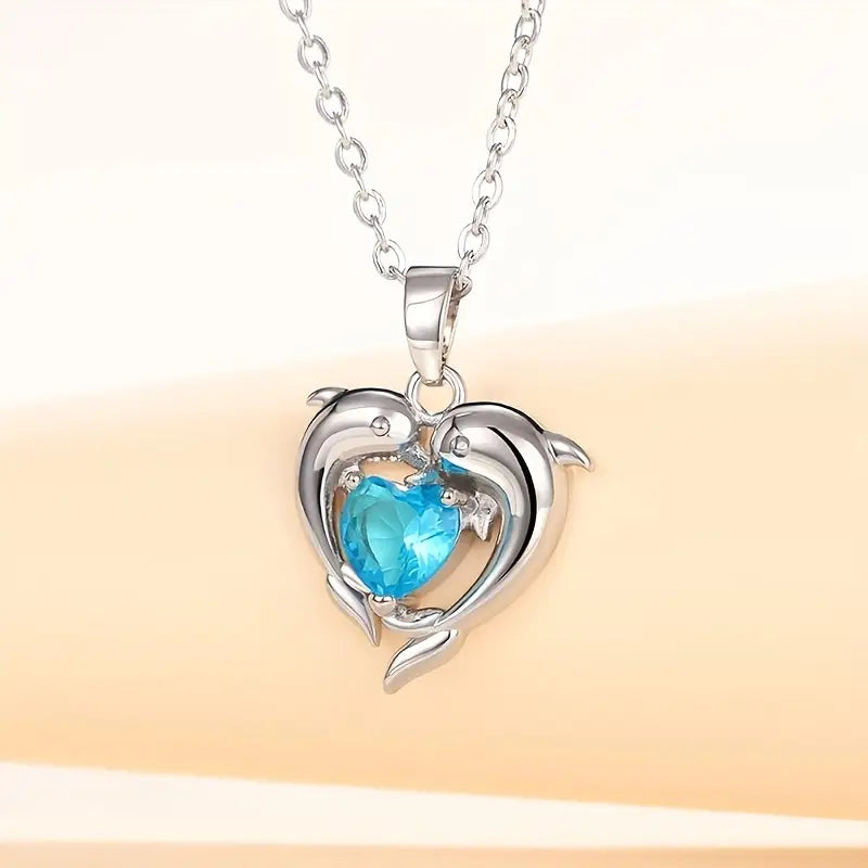 Collar Oceanheart Tvillinge | Oro Blanco