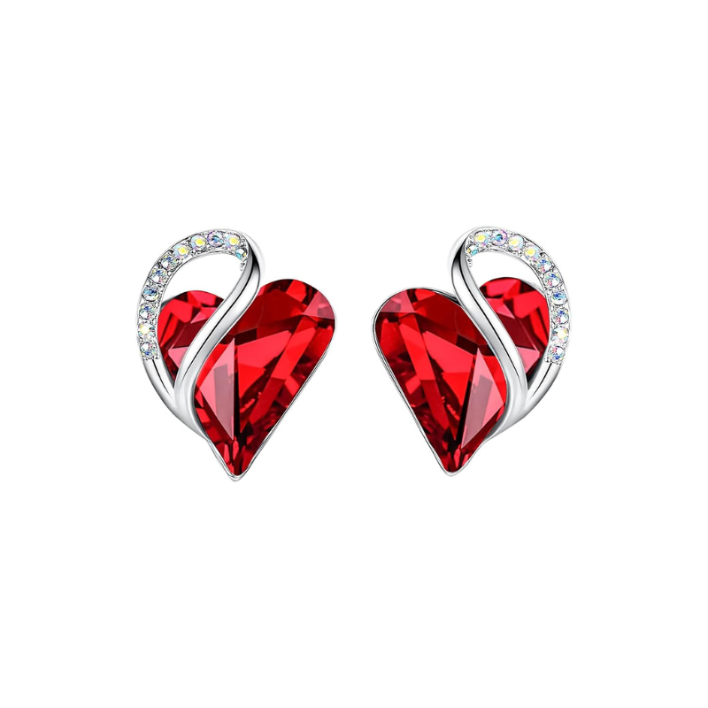Pendientes de Stud de Rubí Corazón Infinito | Oro Blanco