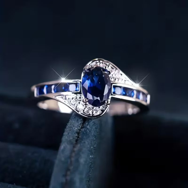 Anillo de Flujo de Zafiro | Oro Blanco