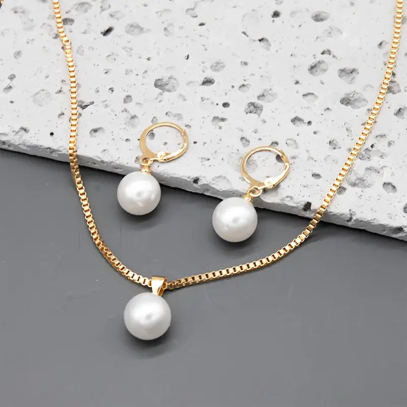 Conjunto de Joyería Perla Grace Dorada | Oro