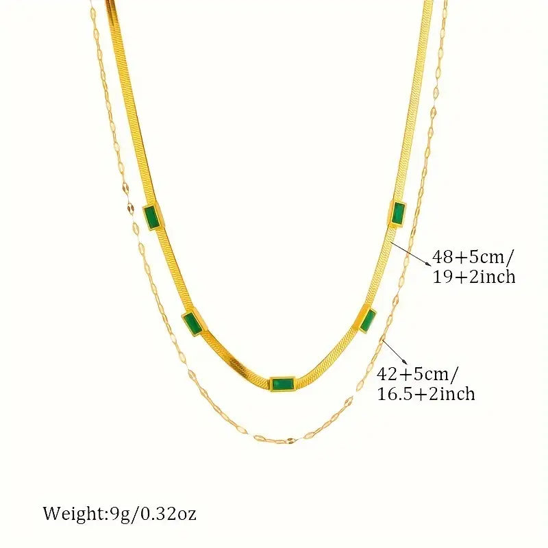 Collar Retro de Doble Capa Sorella Gem | Oro