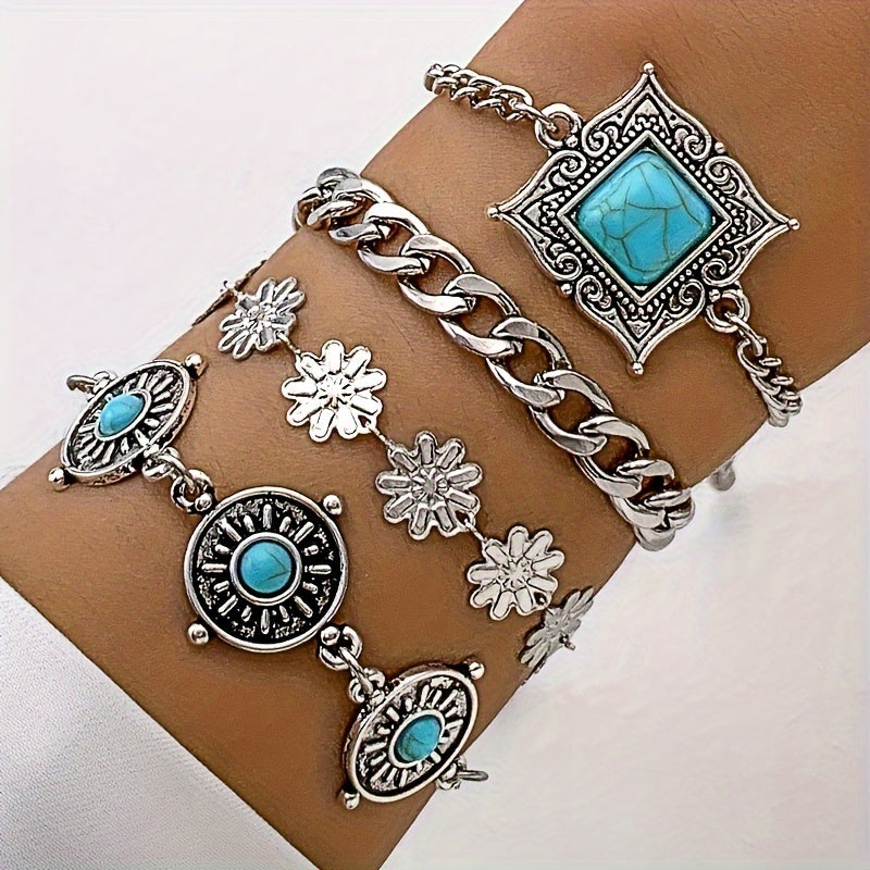 Conjunto de Pulseras Sky Stone Lagdelt | Oro Blanco