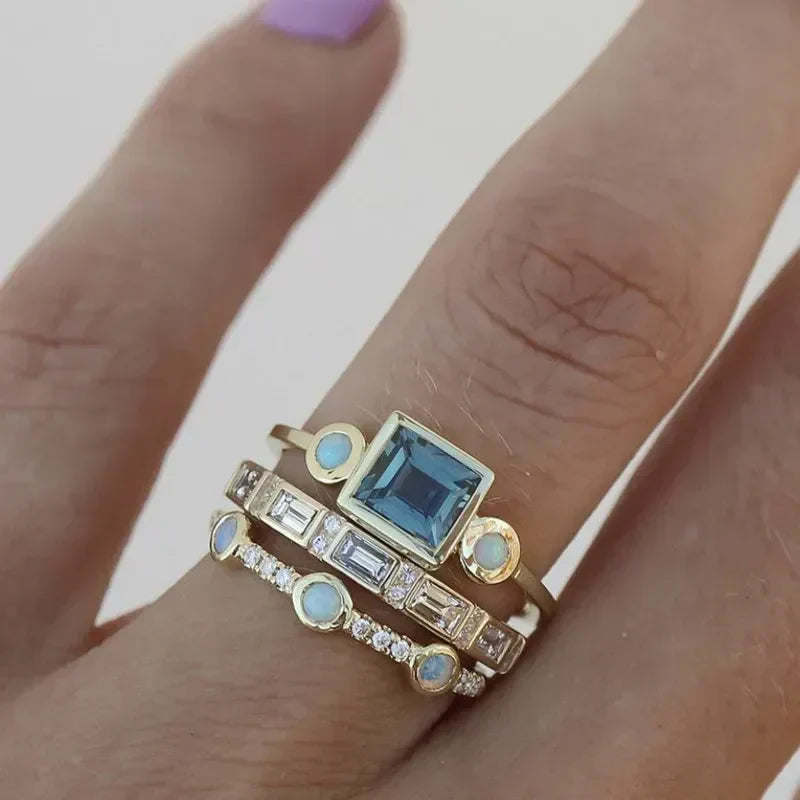 Conjunto de Anillos Tidless Azure | Oro