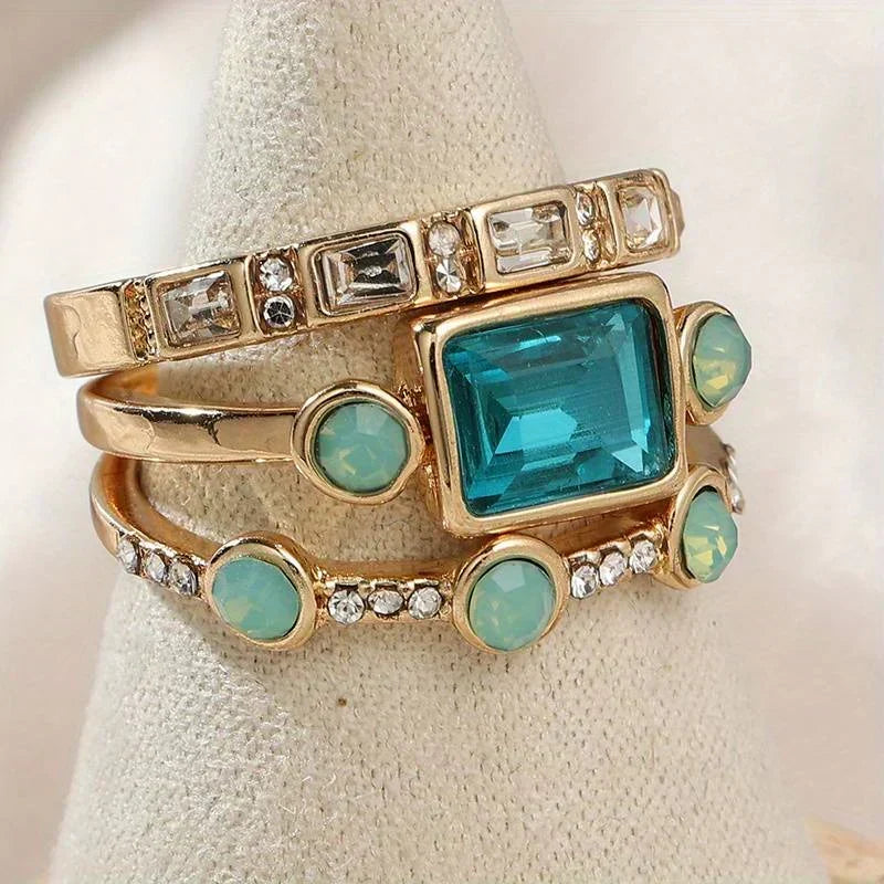 Conjunto de Anillos Tidless Azure | Oro