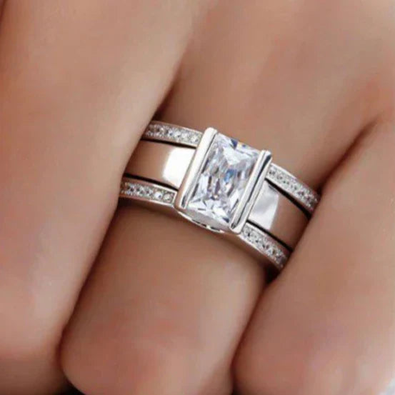 Anillo de Vidrio Antik Incrustado | Oro Blanco