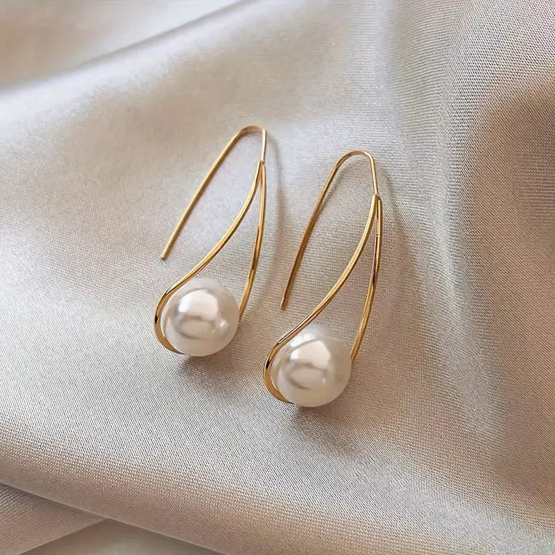 Pendientes Colgantes Elegantes de Perlas Ø | Oro