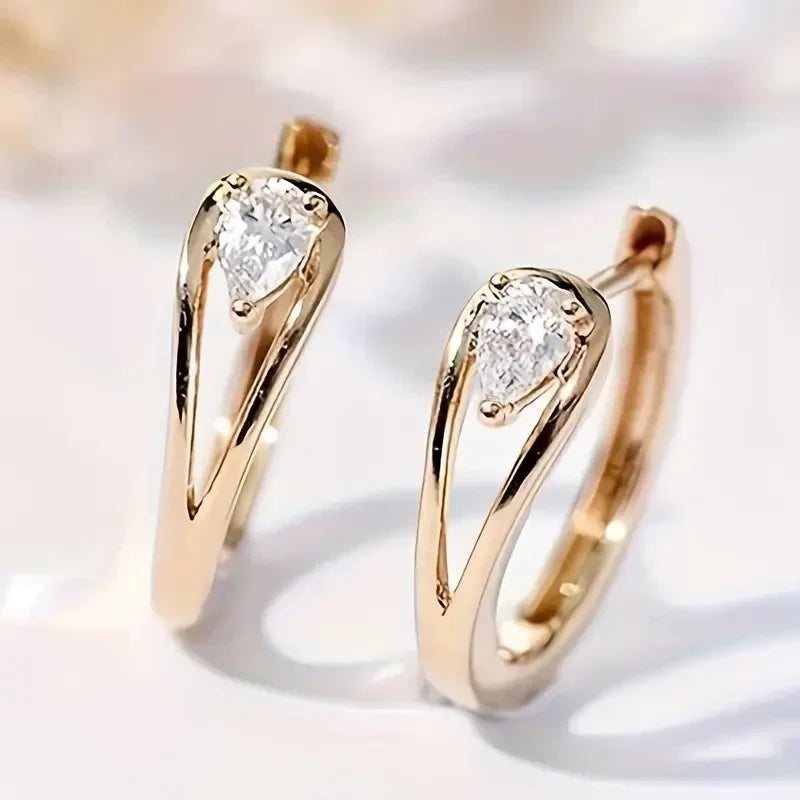 Pendientes de gota de zirconia dorada | Oro