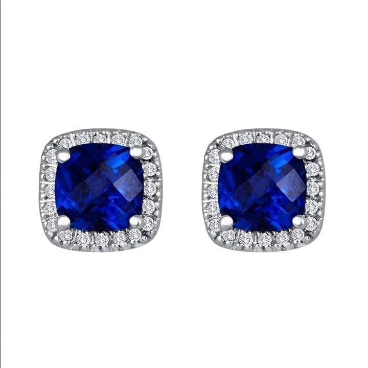 Pendientes Saphir Square Stud Ø | Oro Blanco