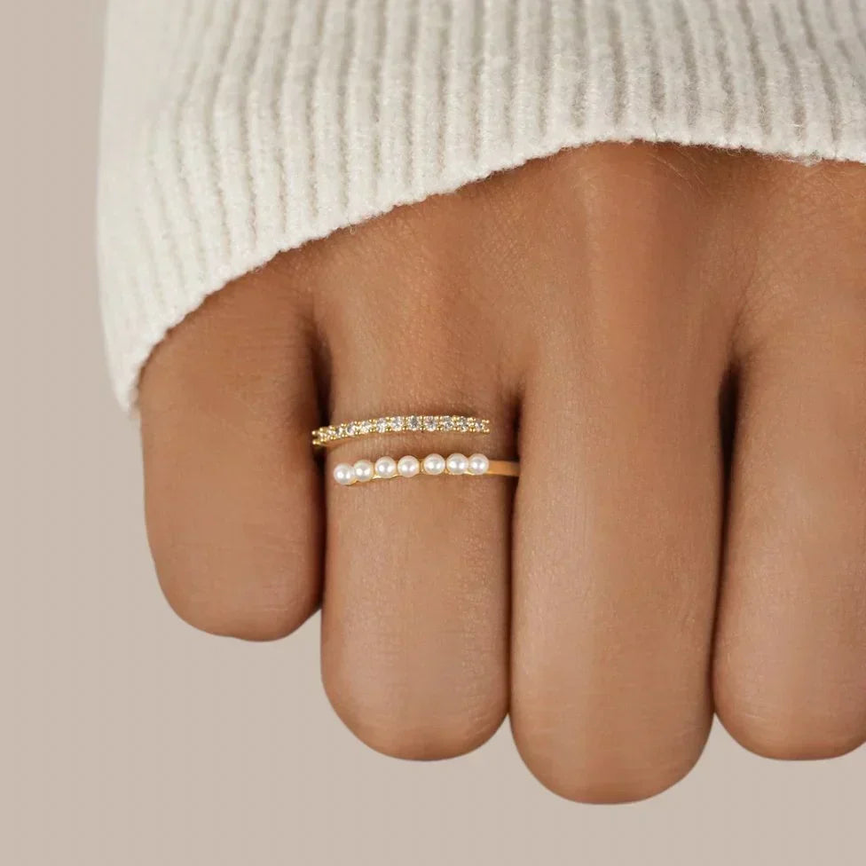Anillo Abierto de Cristal de Perla Virelle | Guld