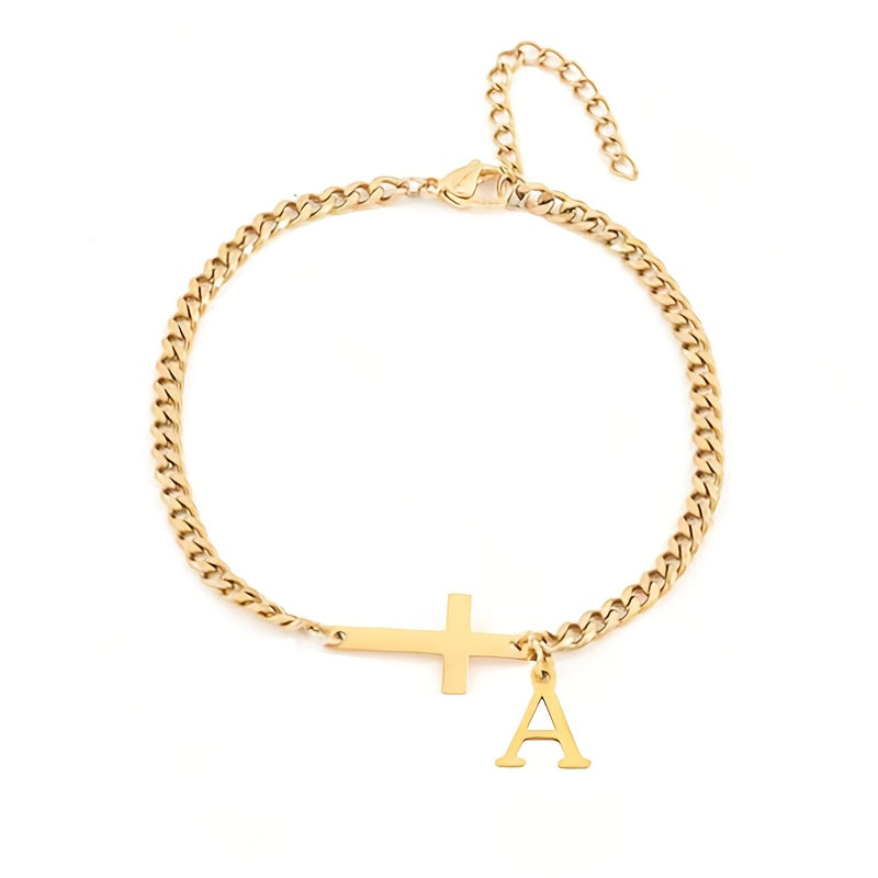Pulsera de Cruz Inicial | Oro