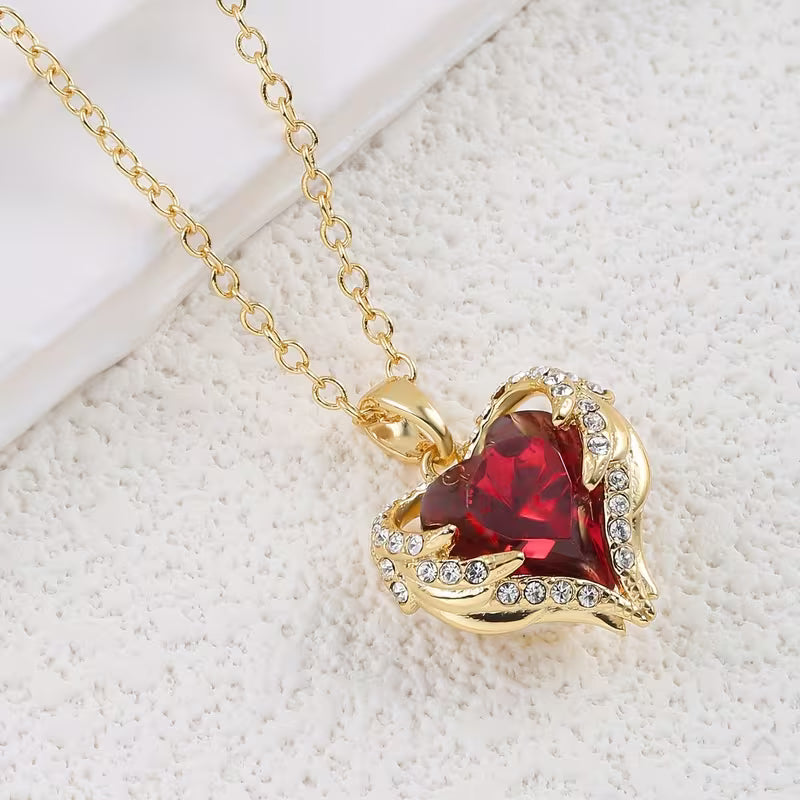 Collar de Corazón Rubí Engel Omdrejning | Oro