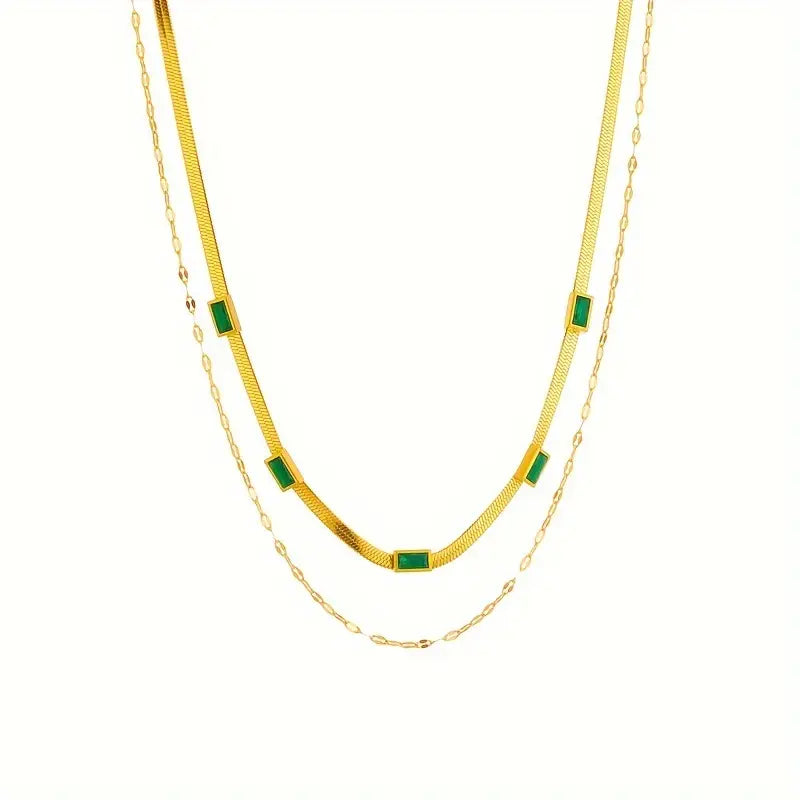 Collar Retro de Doble Capa Sorella Gem | Oro