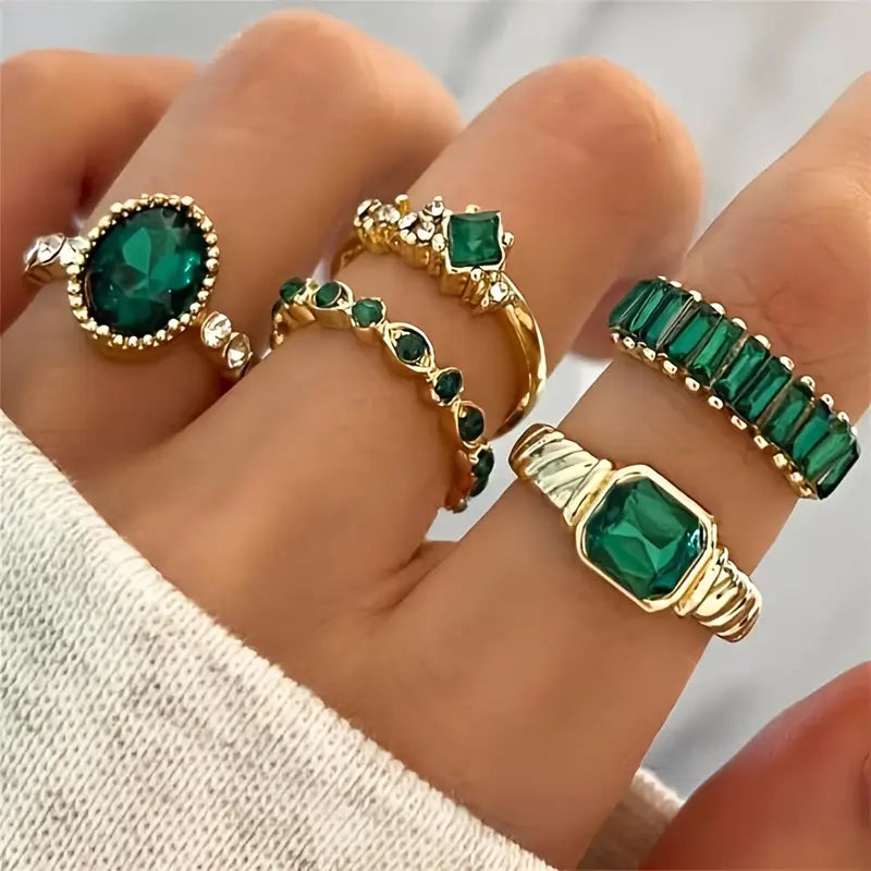 Conjunto de Anillo de Esmeralda Exclusivo Zarina | Oro