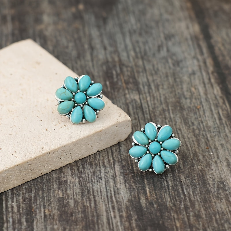 Serelith Turkis Blomst Studs | Oro Blanco