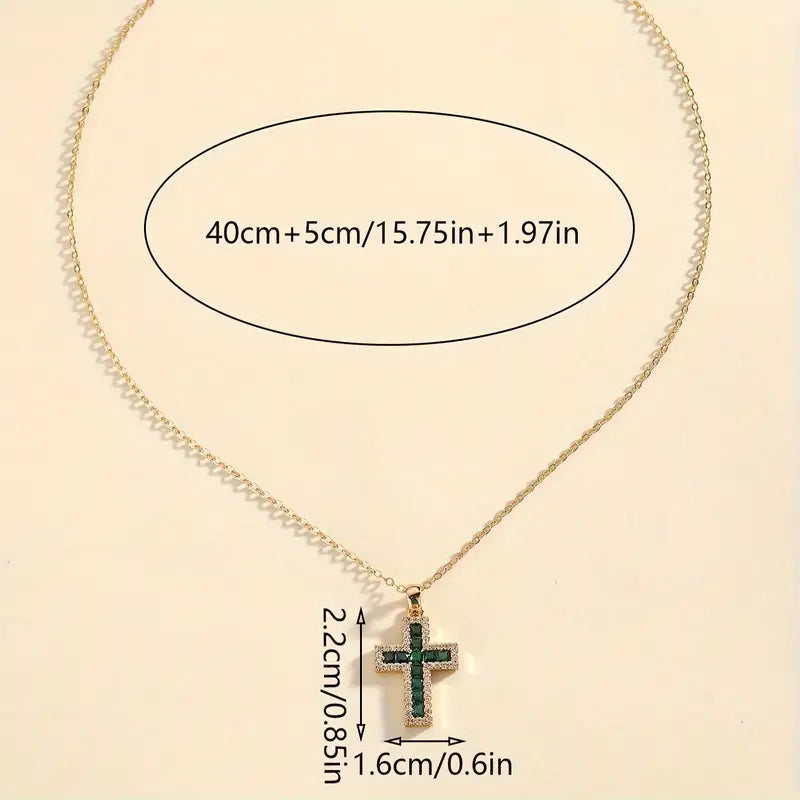 Colgante de Cruz de Esmeralda Solene | Oro
