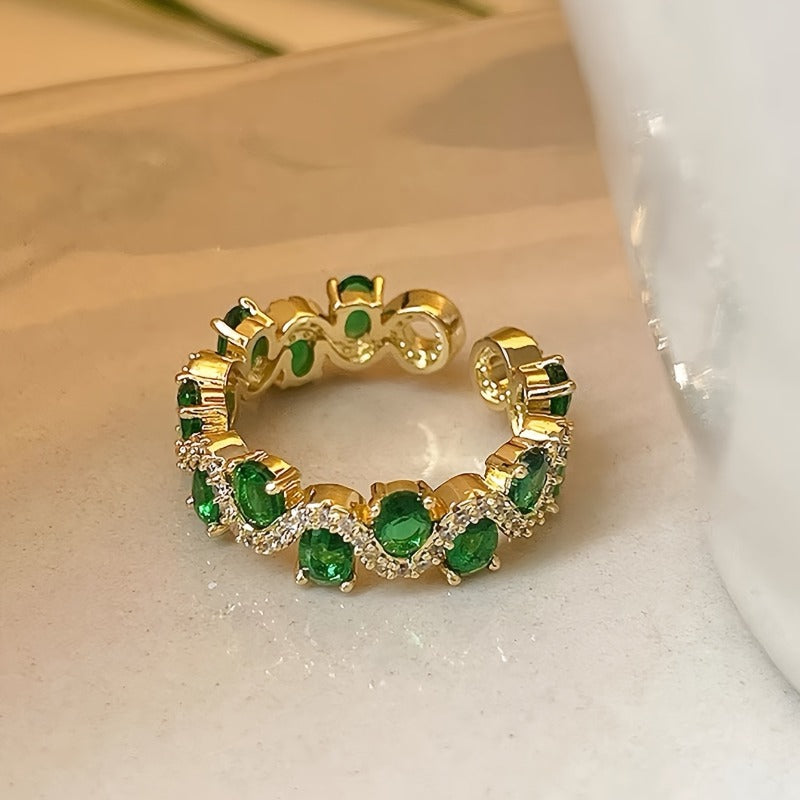 Anillo Abierto Calira Funklende Esmeralda | Oro