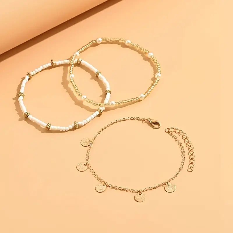 Conjunto de Tobillo de 3 Piezas Kystens Charme | Oro
