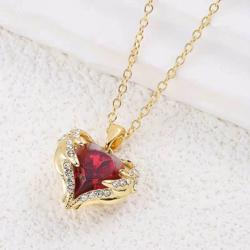 Collar de Corazón Rubí Engel Omfavnelse | Oro