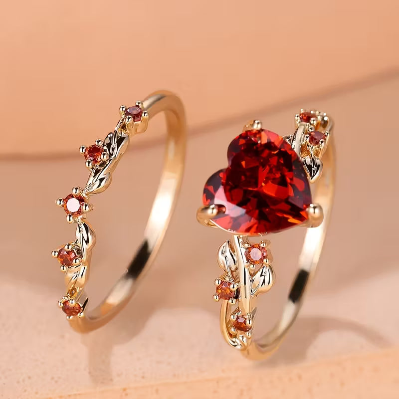 Conjunto de Anillos con Acento de Corazón Redvine | Guld