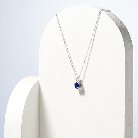 Collar de Zafiro Redondo | Oro Blanco