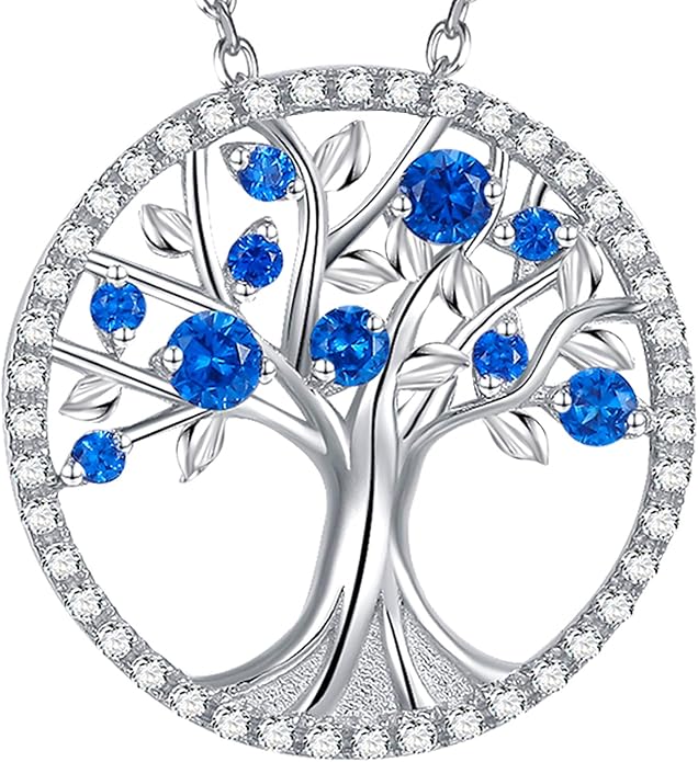 Collar de Zafiro del Árbol de la Vida | Oro Blanco