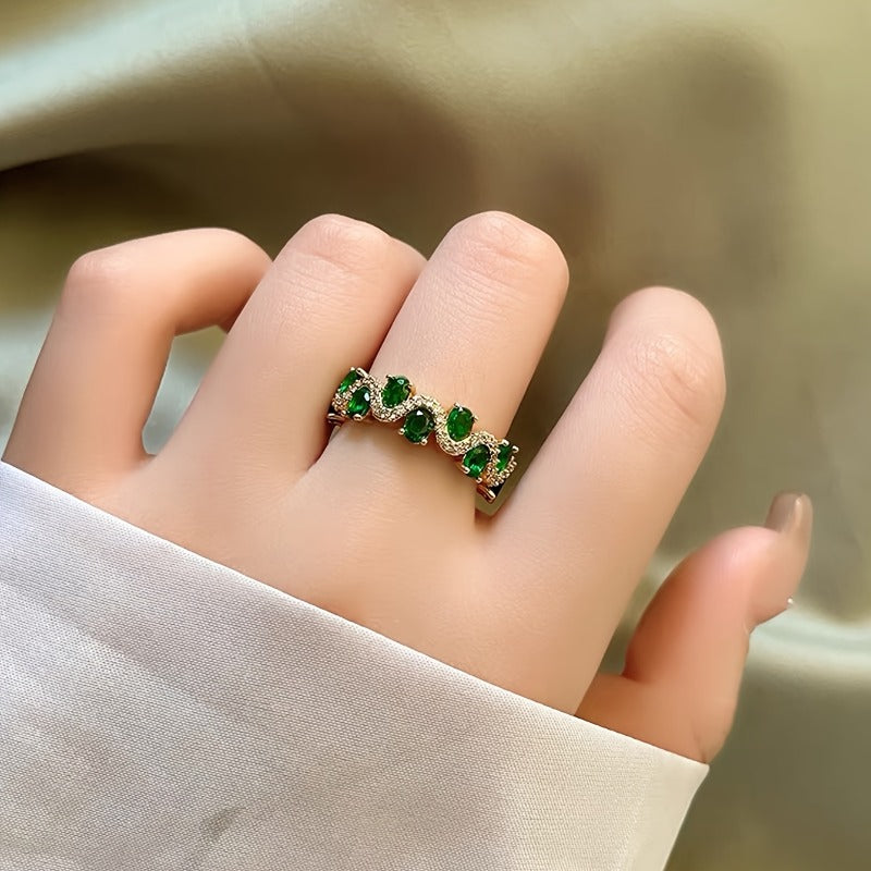 Anillo Abierto Calira Funklende Esmeralda | Oro