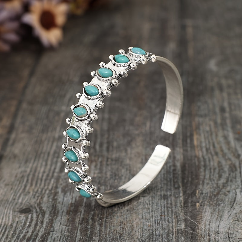 Pulsera de Cuff Turquesa Azmira | Oro Blanco