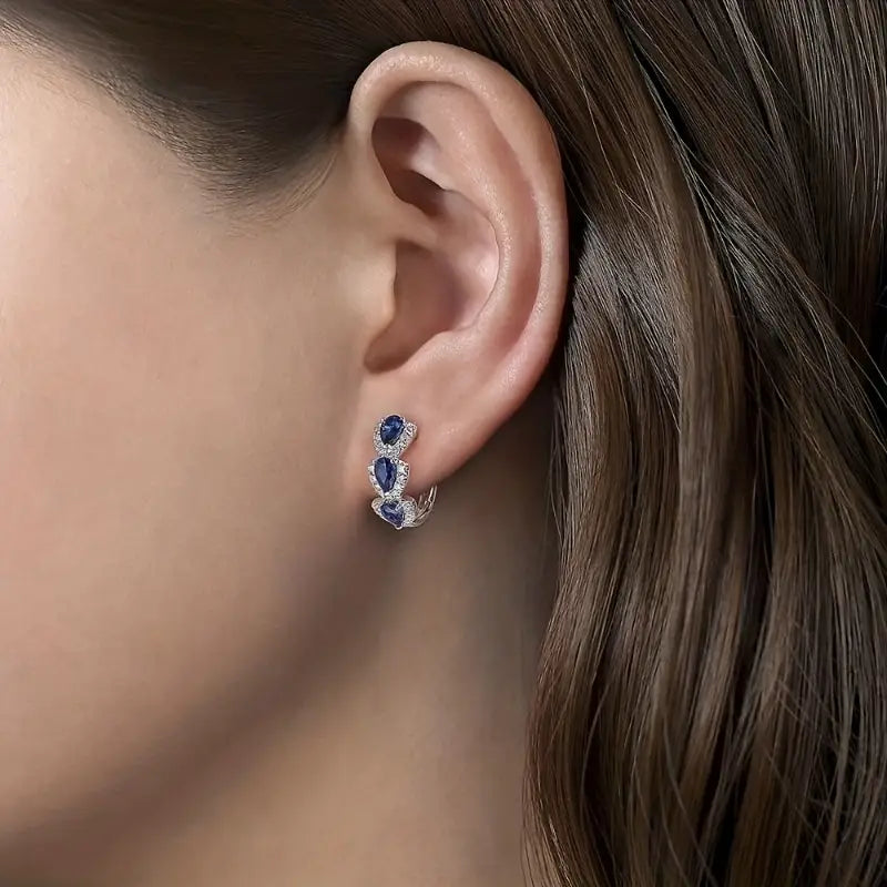 Pendientes Royal Sapphire Crest | Oro Blanco