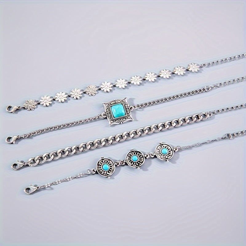 Conjunto de Pulseras Sky Stone Lagdelt | Oro Blanco