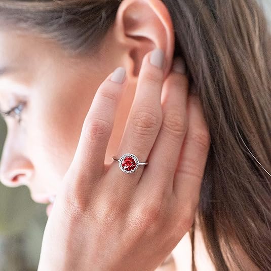Anillo de Rubí Promesa Brillante Carmesí | Oro Blanco