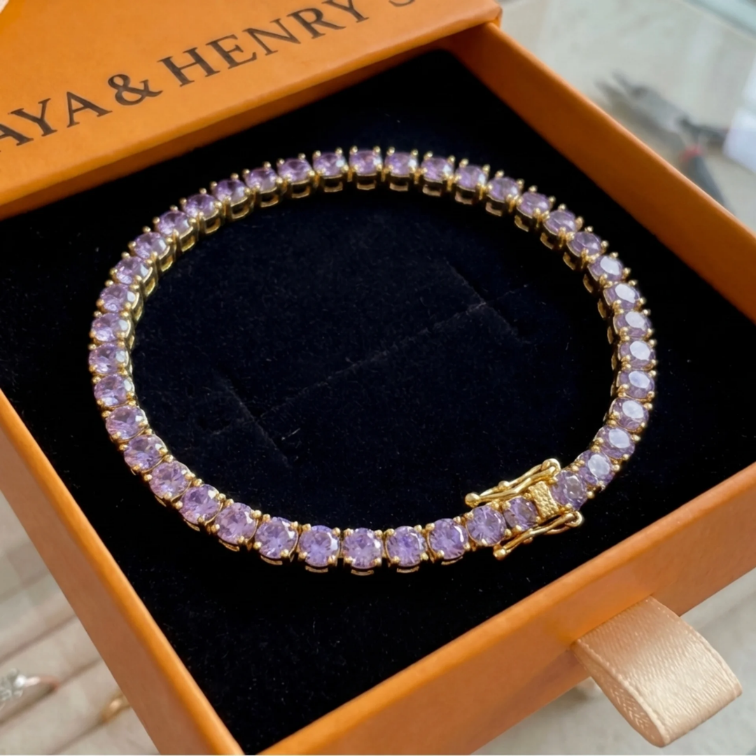 Pulsera de Tenis de Amatista | Oro Blanco