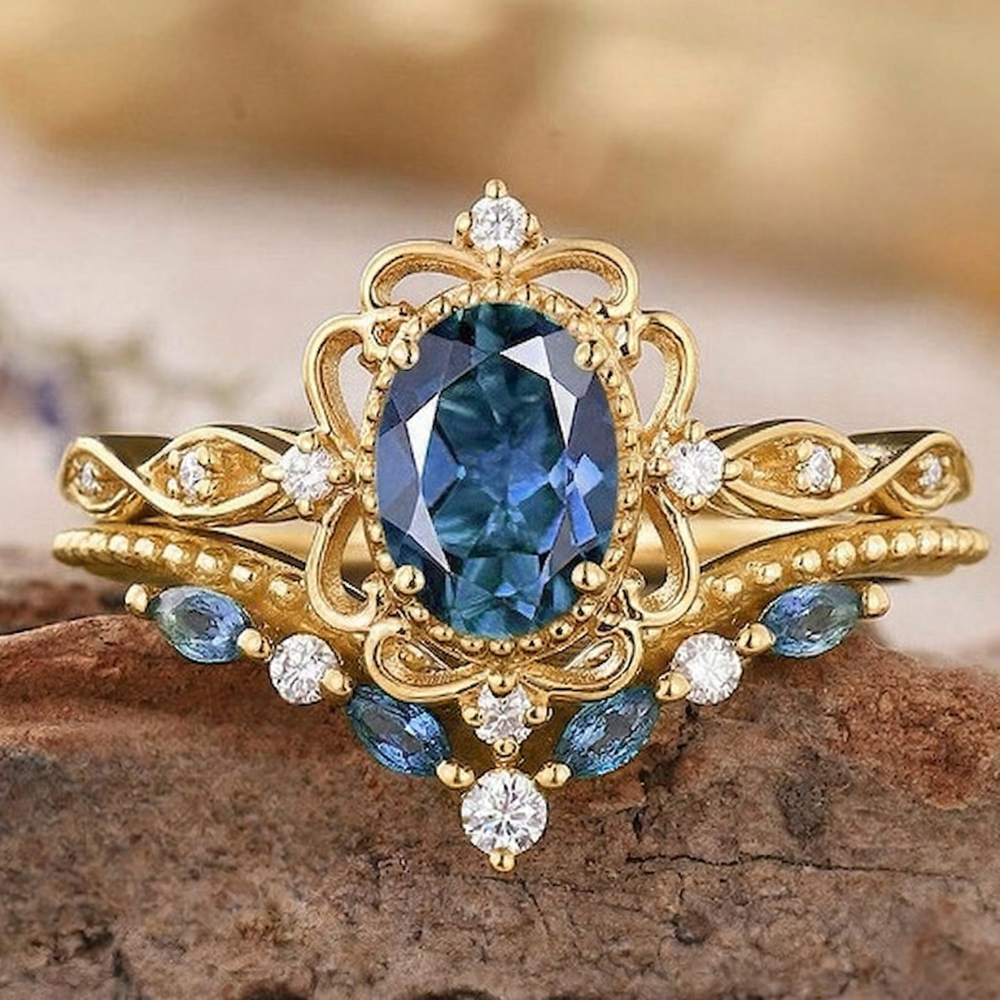 Anillo de Corona de Zafiro Azelia | Oro