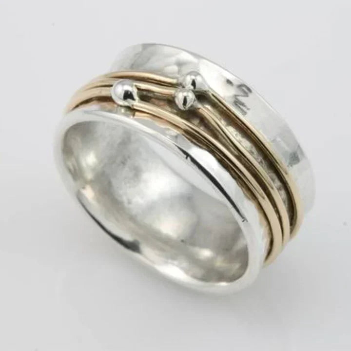 Anillo de Plata Estratificado Vintage con Oro | Oro Mezclado
