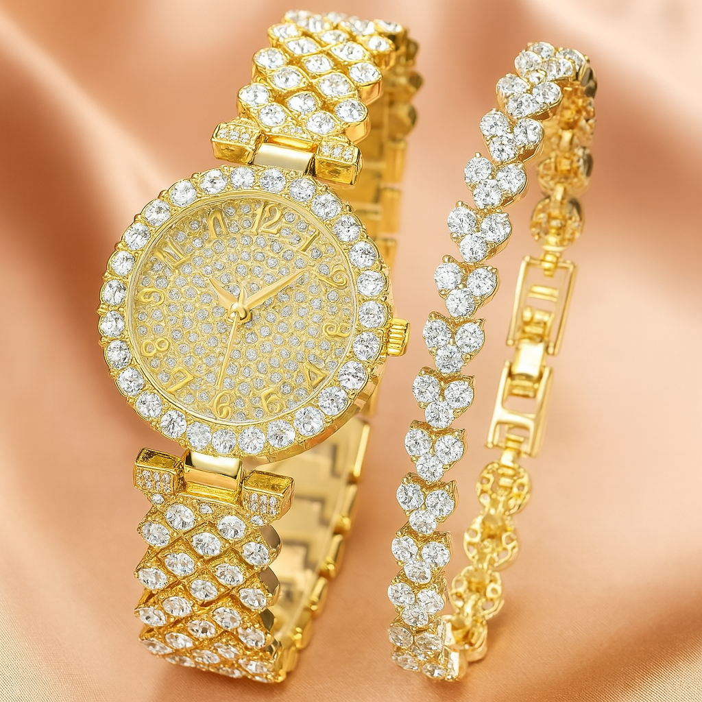 Conjunto de Reloj y Pulsera Luxe Radiance en Oro | Oro