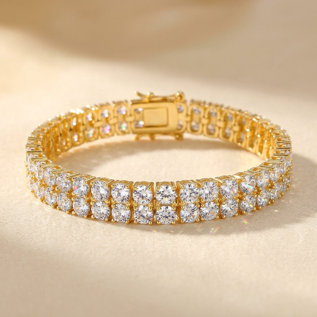 Pulsera de Tenis Doble Fila | Oro