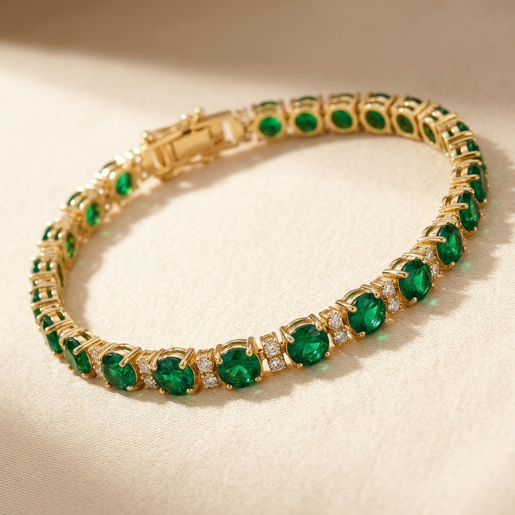 Pulsera de Tenis Trío Esmeralda | Oro