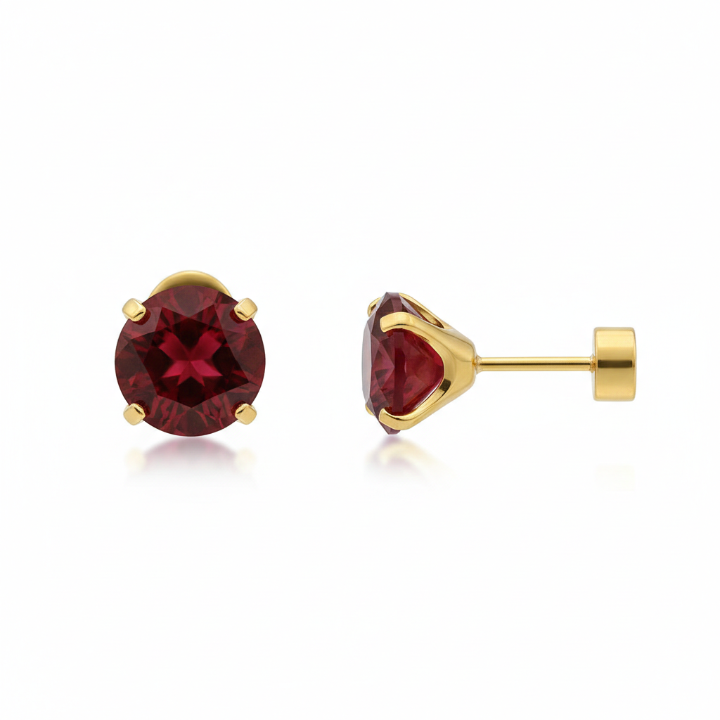 Pendientes de Stud de Rubí Ø | Oro