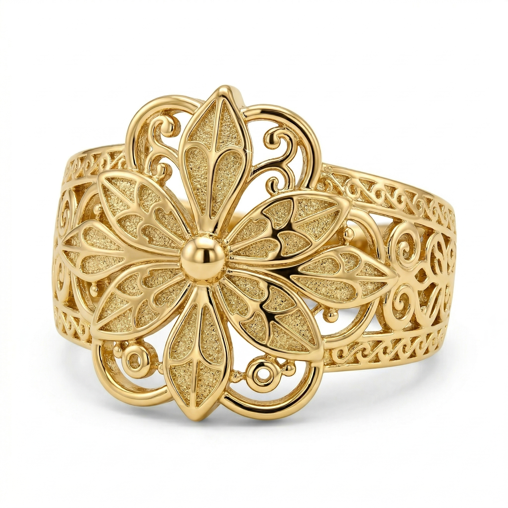 Anillo de Flores Inspirado en lo Vintage | Oro