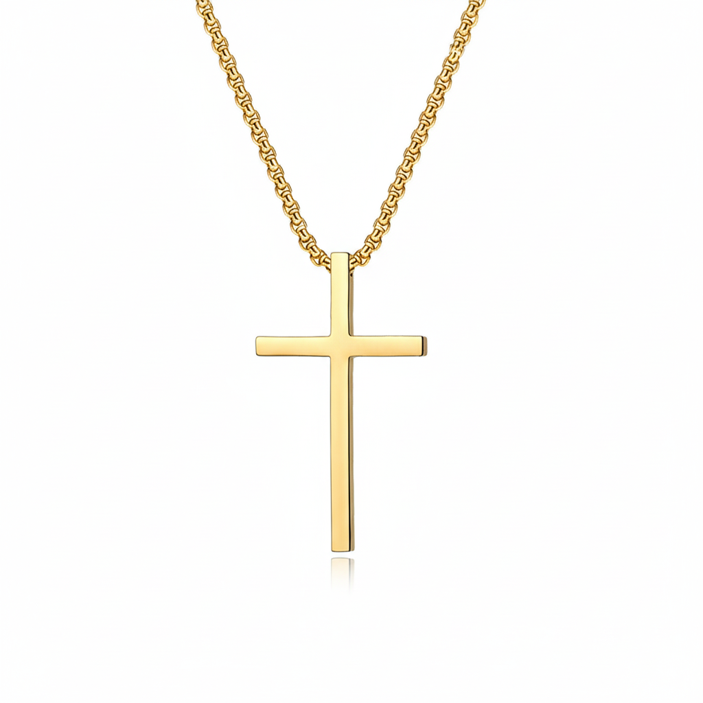 Collar Cruz con Bezel | Guld