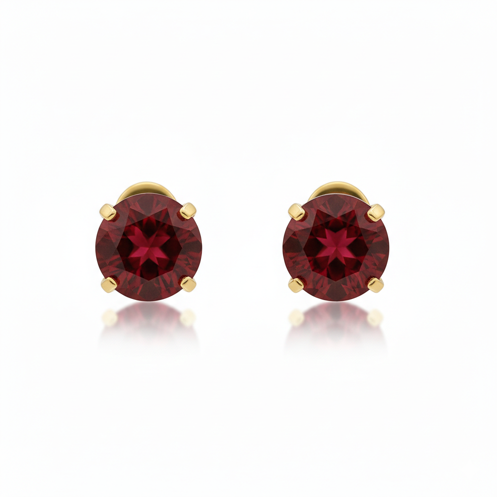 Pendientes de Stud de Rubí Ø | Oro