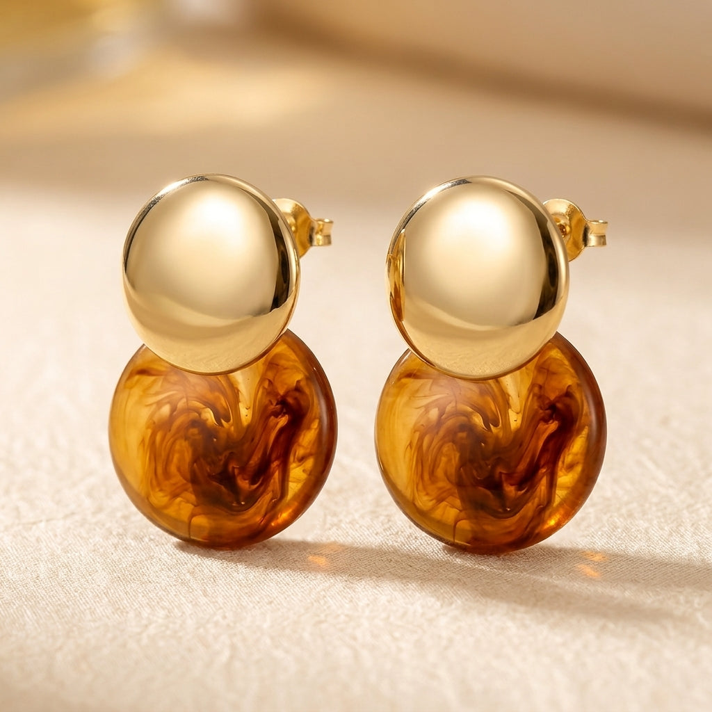Pendientes Aurélie Amber Drop Ø | Oro