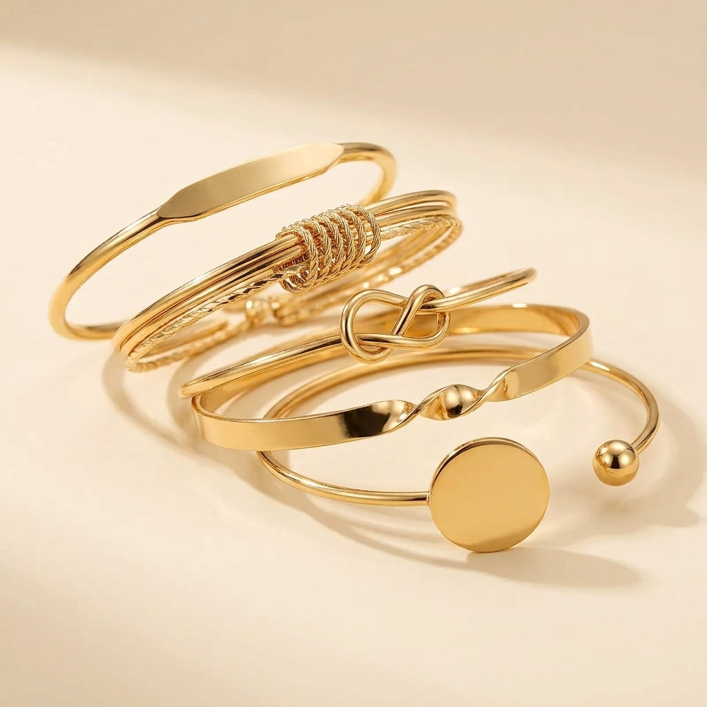 Conjunto de Pulseras Elegancia Anudada | Oro