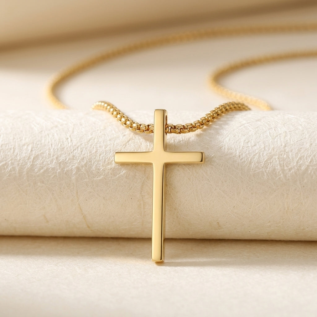 Collar Cruz con Bezel | Guld