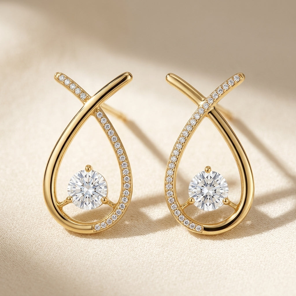 Arielle Pendientes | Oro Blanco