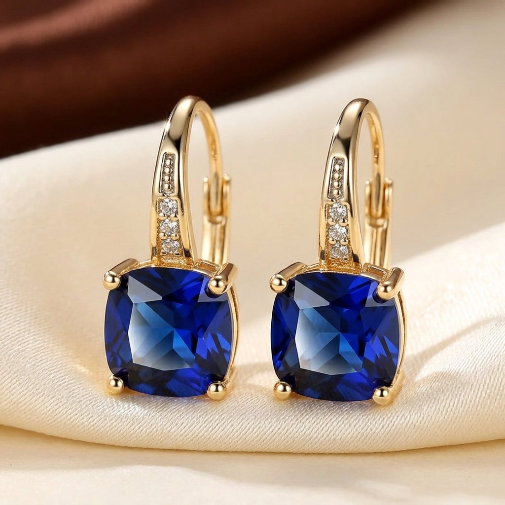 Sofisticados Aretes de Piedra Sapphira | Oro