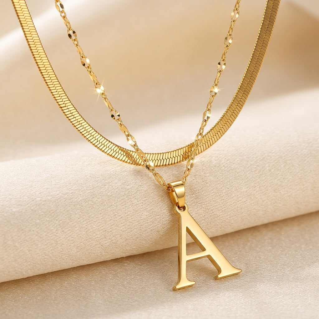 Collar de Iniciales Apiladas | Oro