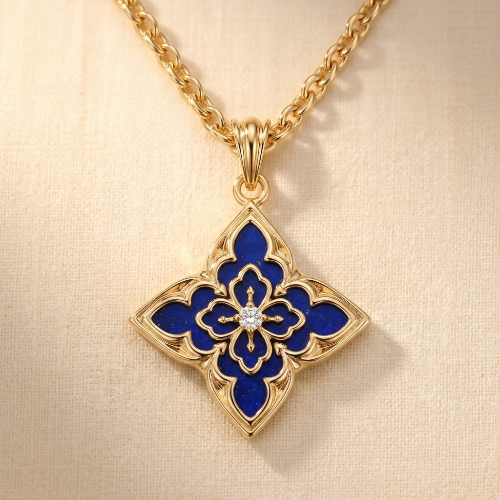 Colgante de Trébol Azul | Oro