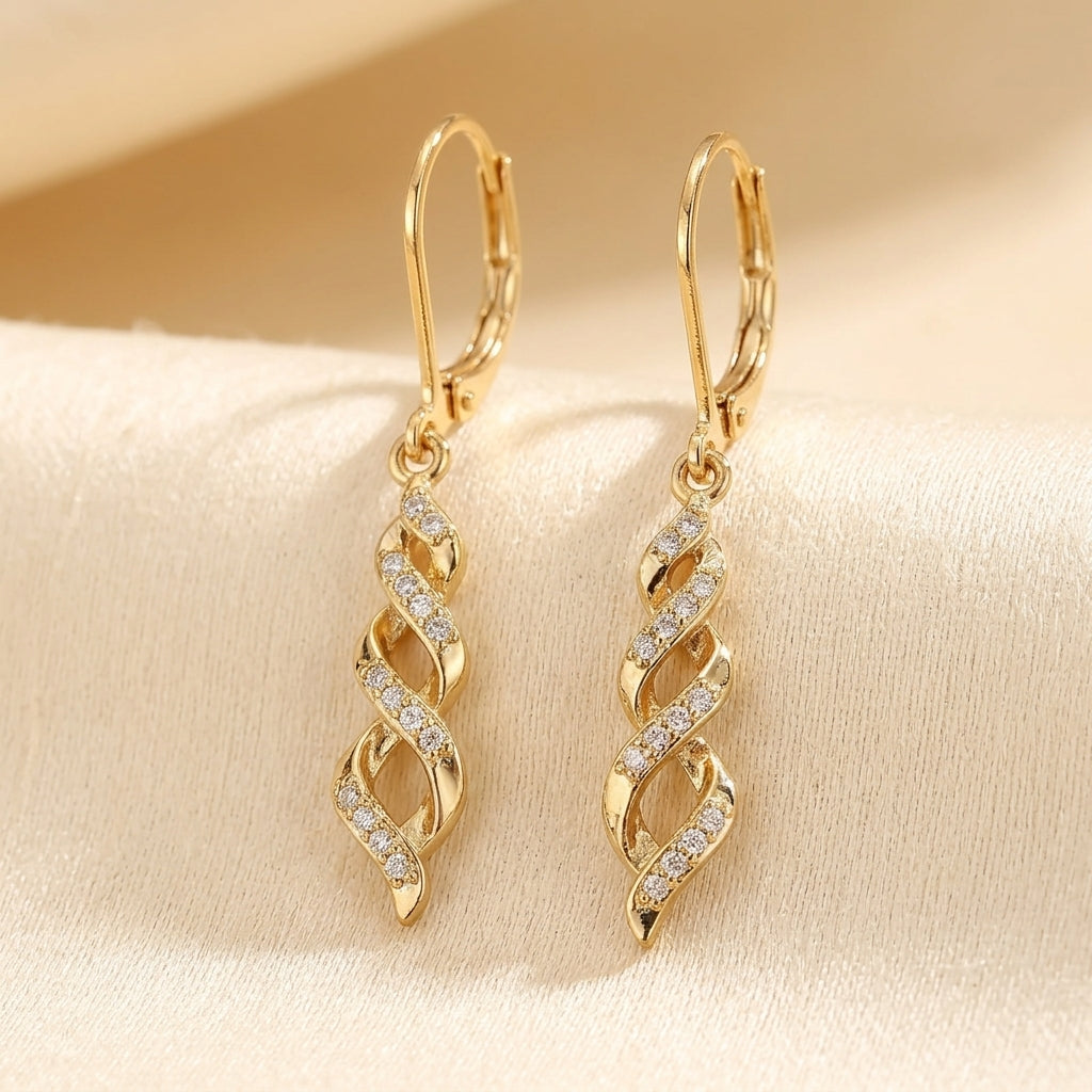 Shimmer Twist Ava Pendientes | Oro