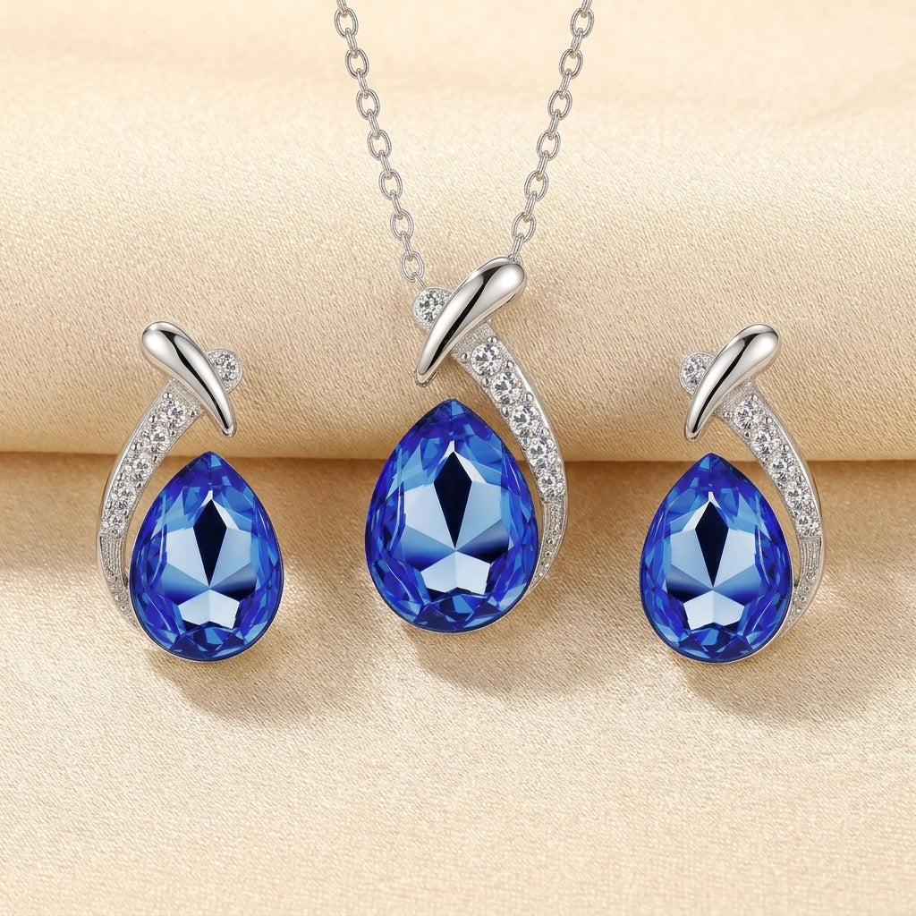 Conjunto de Joyas de Elegancia Sirena Clásica | Oro Blanco